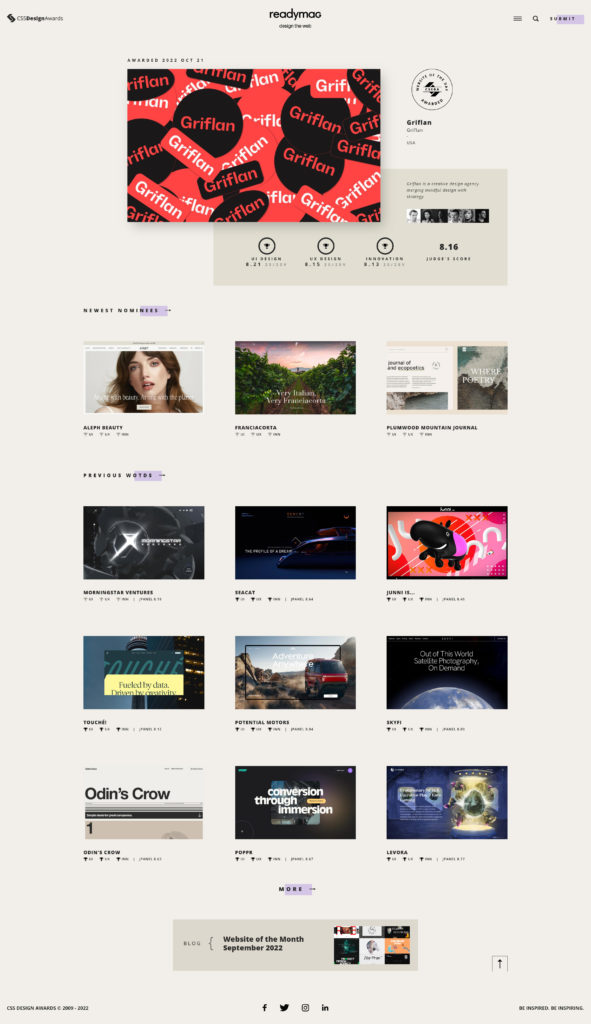 css-design-awards - Showit CSS Design Awards Website