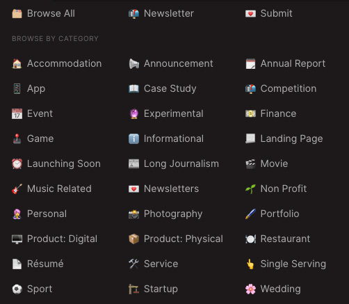 one-page-love-browse - Showit One Page Love browse by category option